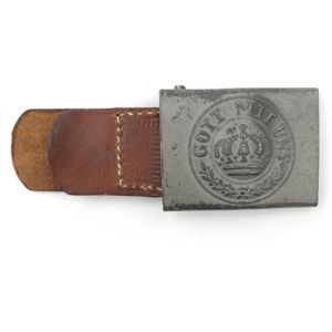 WW1 Prussian EM/NCO's Belt Buckle on Leather Tab