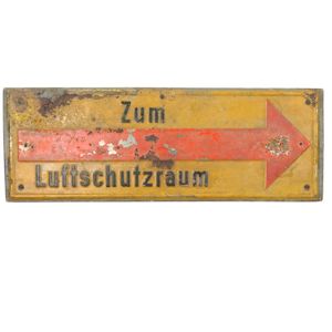 German 'Zum Luftschutzraum' Sign on Wood