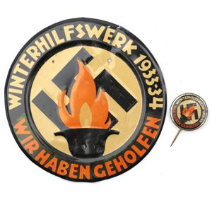WHW Door Plaque 'Winterhilfswerk 1933-34' & Tinnie