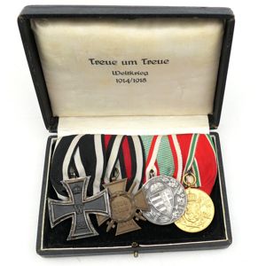 Cased WW1 4-Piece Medal Bar