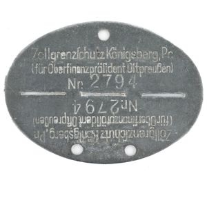 ID-disc 'Zollgrenzschutz Köningsberg, Pr'