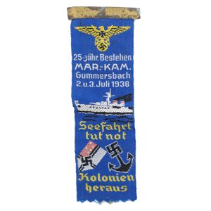 NS-Marinebund Gummersbach 1938 Cloth Tinnie