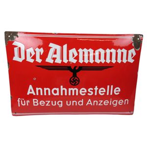 German 'Der Alemanne' Newspaper Enamel Sign