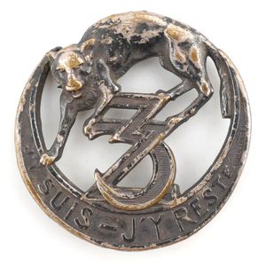 French 3rd Zouave Badge 'J'y Suis, J'y Reste'