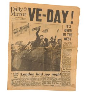 'Daily Mirror' Newspaper 8 May 1945 'VE-DAY!'