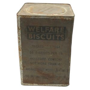 Full unissued British Welfare Biscuits Tin 1944
