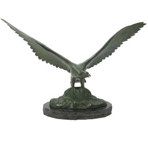 Bronze eagle on a marble base by 'Prof. Poertzel'