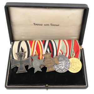 Cased WW1 Non-Combatant 5-Piece Medal Bar