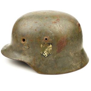 Battle damaged WH (Heer) M35 DD Combat Helmet