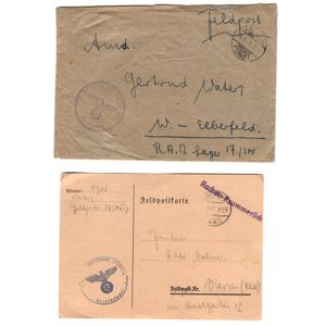 'Feldpost' letter and postcard