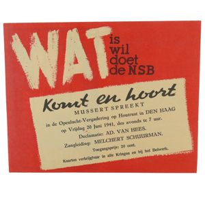 NSB Propaganda Pamphlet 'Wat is, wil, doet de NSB'