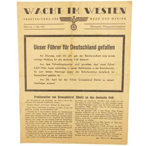 Wehrmacht Newspaper 'Wacht im Westen' 2 May 1945