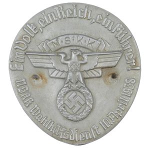 'NSKK Wahlhilfsdienst 10.April 1938' Radiator Plaque