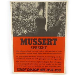 Dutch NSB Propaganda Poster 'Mussert Spreekt'