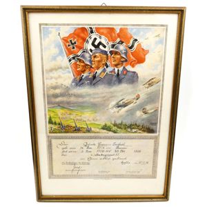 Framed Luftwaffe Faithfull Service Certificate