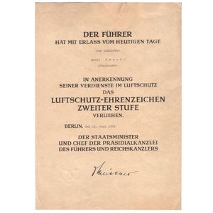 Air Defence Honor Badge Award Document