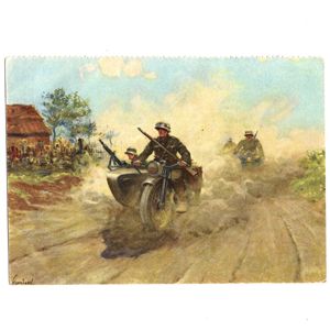 'Motorcycle with sidecar' Postcard