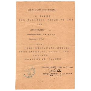 'Eastern Peoples Award 2nd Class in Silver' Award Document