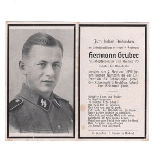 Waffen-SS Death Notice