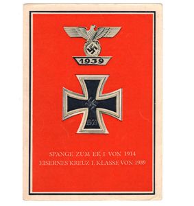 Spange 1939 to the Iron Cross 1st Class Postcard