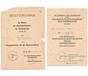 KM Coastal Artillery Award-Documents