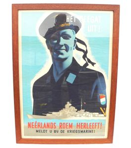 Framed Dutch 'Kriegsmarine' recruitment poster