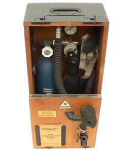 German Medical Oxygen Tank in Wooden Box