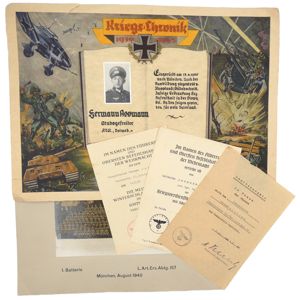 WH (Heer) Award Document Grouping 'Hermann Assmann'