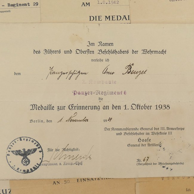 Impressive WH (Heer) 'Kurland' Award Document Grouping for 50 Panzer Assaults — image 2