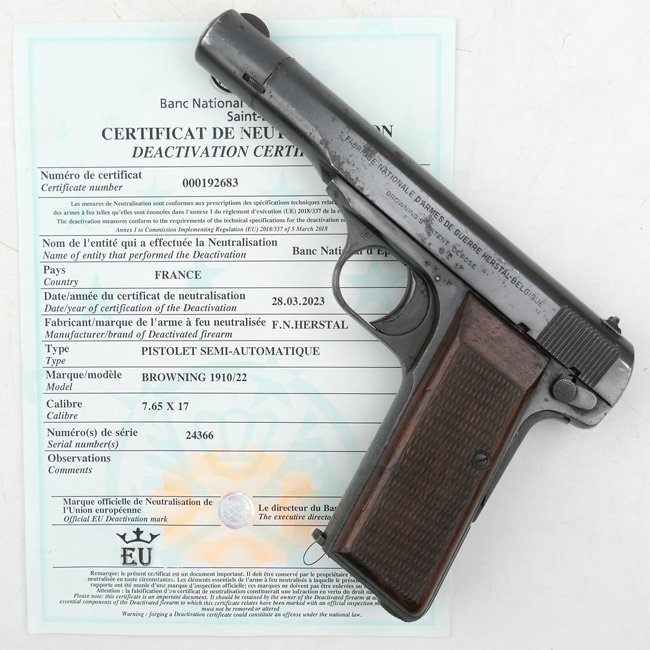 EU-Deactivated FN Browning Model 1922 Pistol — image 10