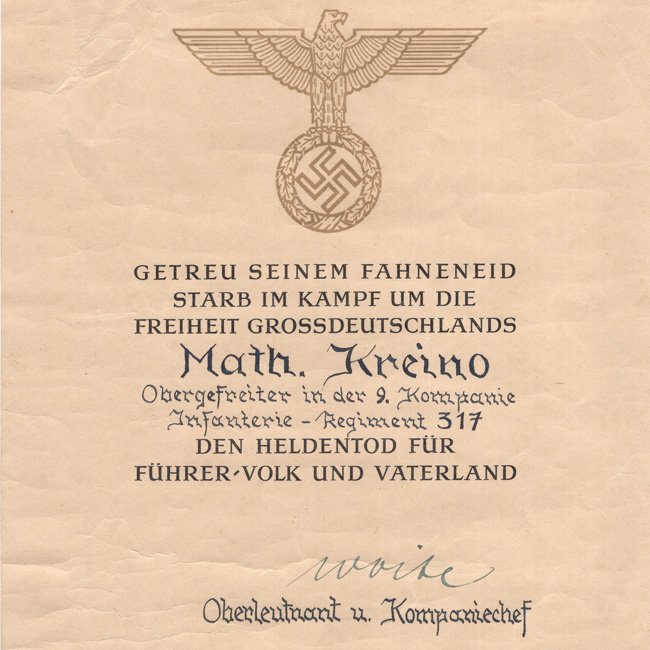 Wehrmacht 'Heldentod' Document — image 2