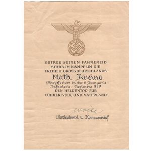 Wehrmacht 'Heldentod' Document