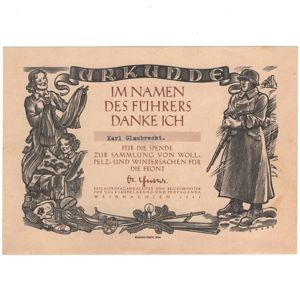 Wool, Fur and Winter Items Donation Certificate