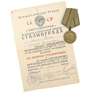 Russian Medal 'For the Defence of Stalingrad' with Certificate