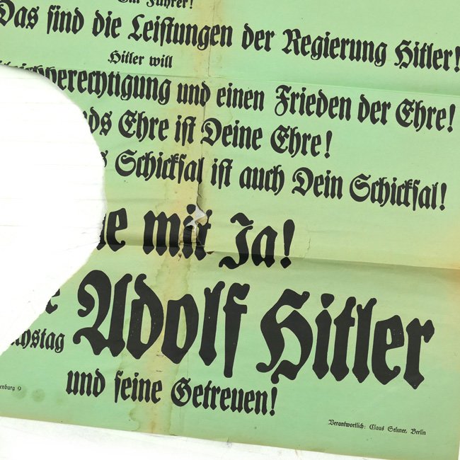 Incomplete 'Adolf Hitler' Election Poster 1933 — image 2