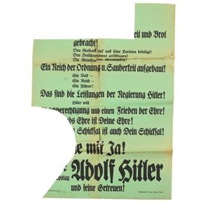 Incomplete 'Adolf Hitler' Election Poster 1933