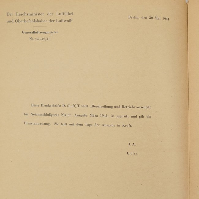 Luftwaffe 'Netzanschlußgerät NA 6' Instruction Manual — image 3