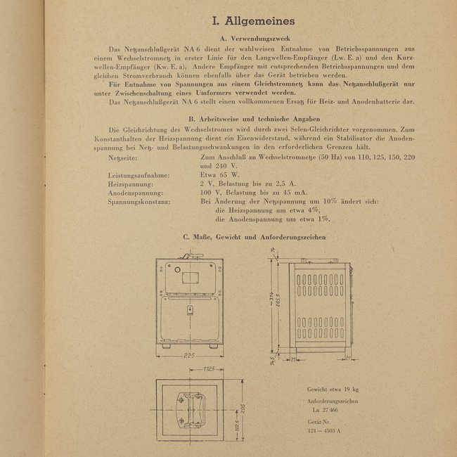 Luftwaffe 'Netzanschlußgerät NA 6' Instruction Manual — image 5