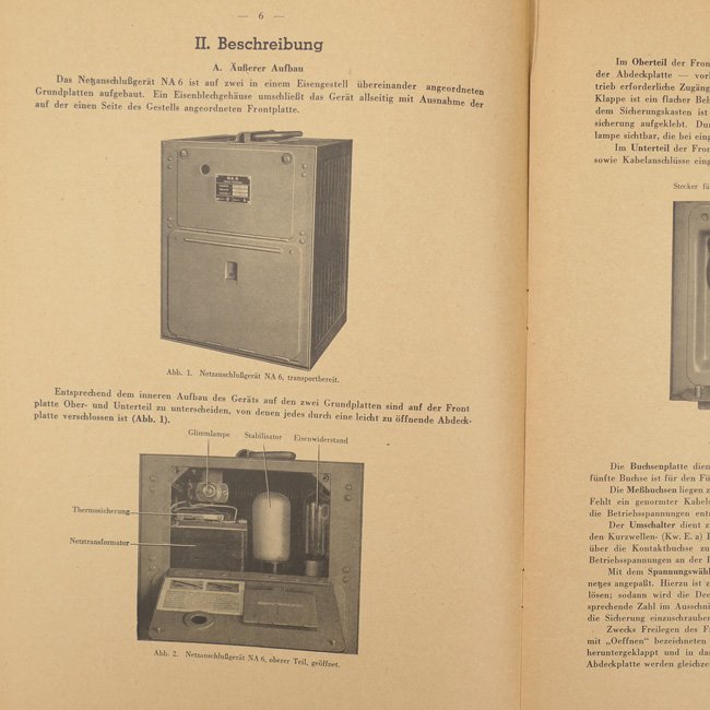 Luftwaffe 'Netzanschlußgerät NA 6' Instruction Manual — image 6