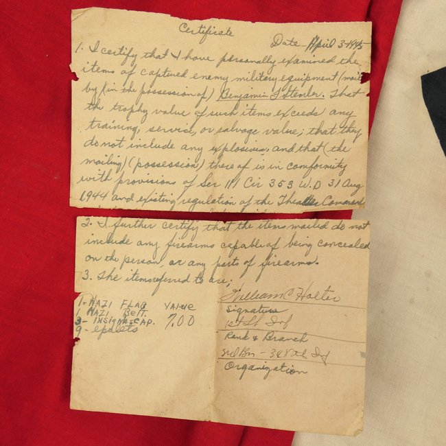 US Veteran Bringback Swastika Flag and Insignia Grouping — image 2