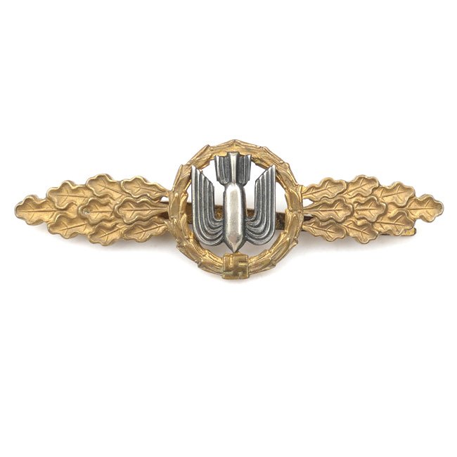 Luftwaffe Bomber Clasp in Gold 'Meybauer'