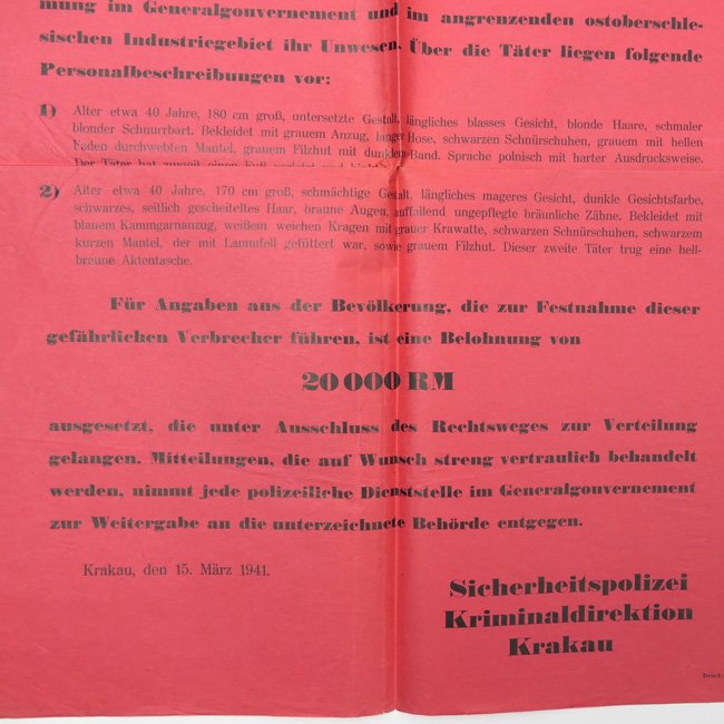 Large Wanted Poster from the 'Sicherheitspolizei Krakau' — image 4
