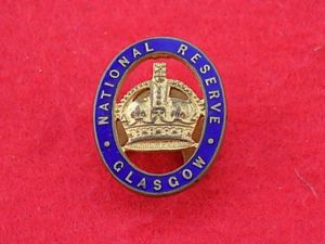 WW1 Lapel Badge - National Reserve - Glasgow