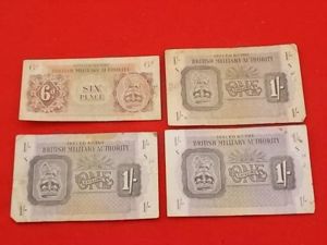 4 Paper Money Notes - Issued by the British Military …