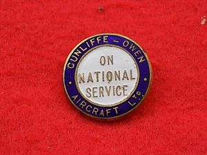 Pin Badge - On National Service Cunliffe - Owen Aircraft …