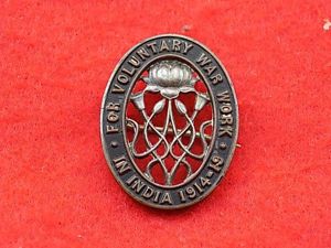 WW1 Pin Badge - For Voluntary War Work in India …