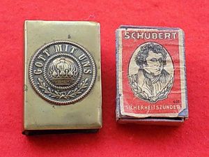 WW1 German Trench Art - Matchbox Holder with Badge