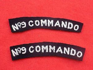 Pair Cloth Shoulder Titles - No 9 Commando