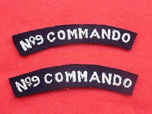 Pair Cloth Shoulder Titles - No 9 Commando