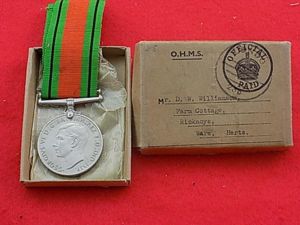 WW11 Defence Medal in named box of issue